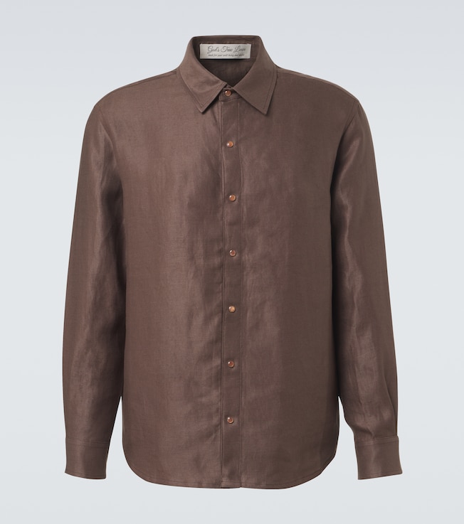 Linen shirt with orange sunstone | God's True Cashmere