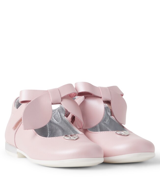 Baby bow-detail leather ballet flats | Monnalisa