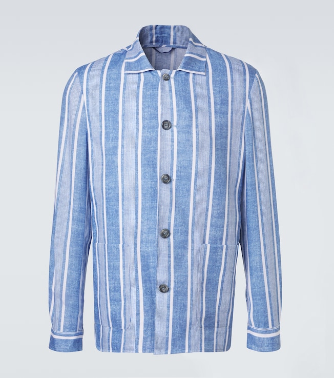 Striped linen overshirt | Fedeli