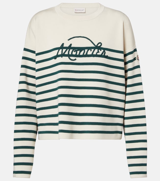 Embroidered striped virgin wool sweater | Moncler