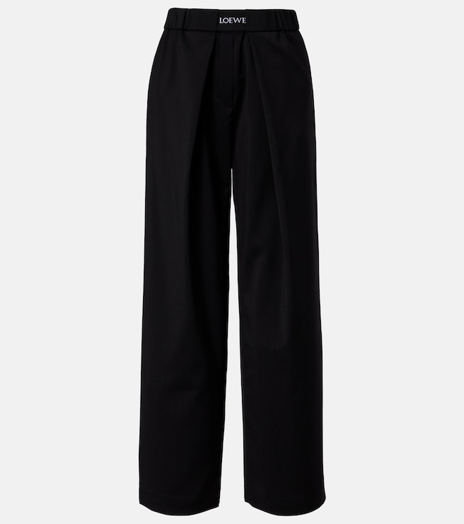 Logo wool mid-rise straight pants | Loewe
